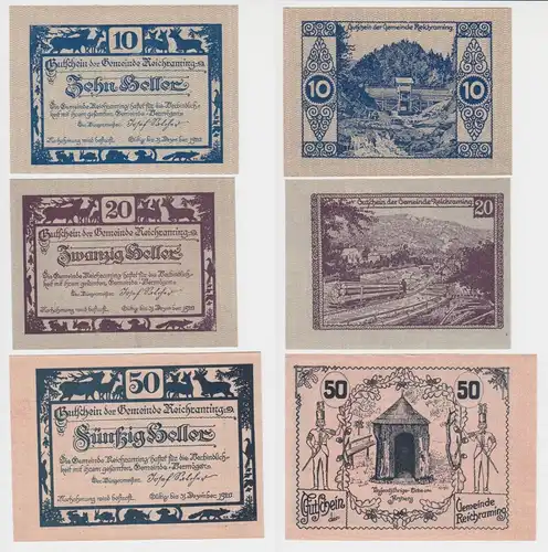 10, 20 und 50 Heller Banknoten Reichraming (154636)