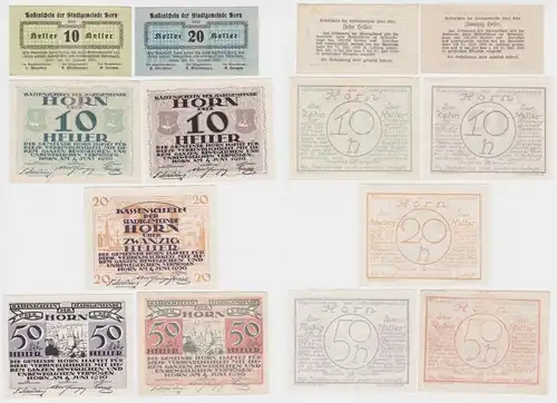 7x 10, 20 und 50 Heller Banknote Horn 1920 (136955)