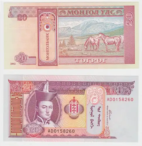 20 Tugrik Banknote Mongolei 2002 kassenfrisch UNC (153657)