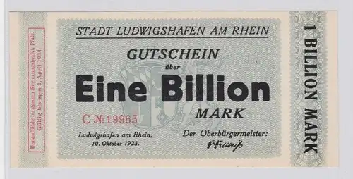 1 Billion Mark Banknote Notgeld Stadt Ludwigshafen 10.10.1923 (153746)