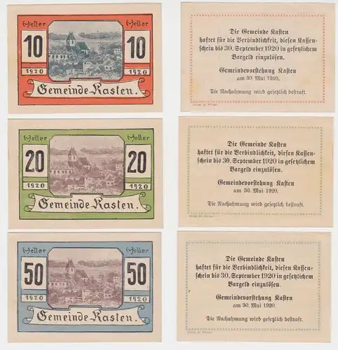 10, 20 und 50 Heller Banknote Kasten 1920 (149675)