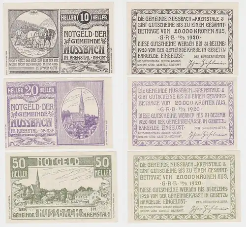 10, 20 und 50 Heller Banknote Nussbach im Kremstal 10.05.1920 (148519)