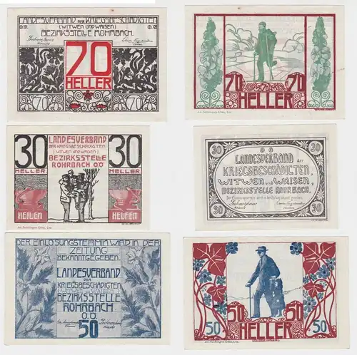 20, 30, 50 Heller Banknoten Rohrbach Landesverband f. Kriegsbeschädigte (154798)