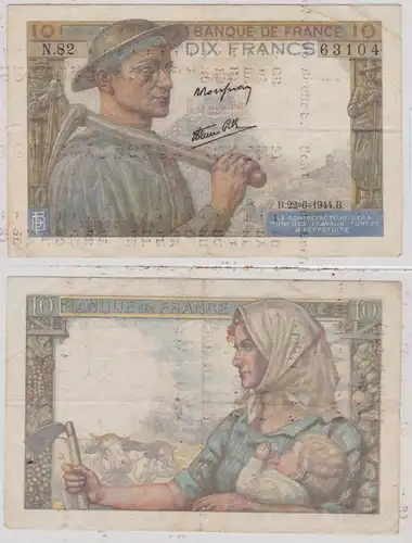 10 Franc Banknoten Frankreich 1944 Pick 99 (153966)