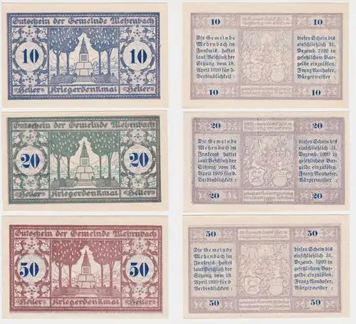 10, 20 und 50 Heller Banknoten Mehrnbach (148253)