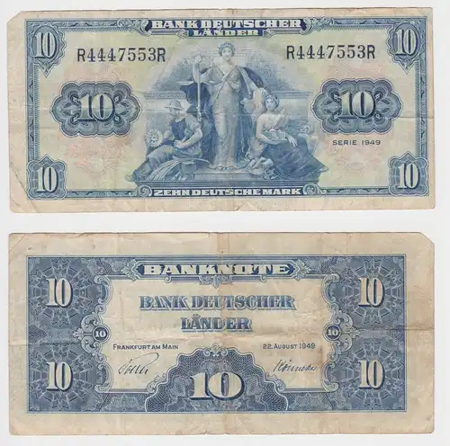 10 Mark Banknoten Bank Deutscher Länder 1949 Ro.Nr.258 (150301)