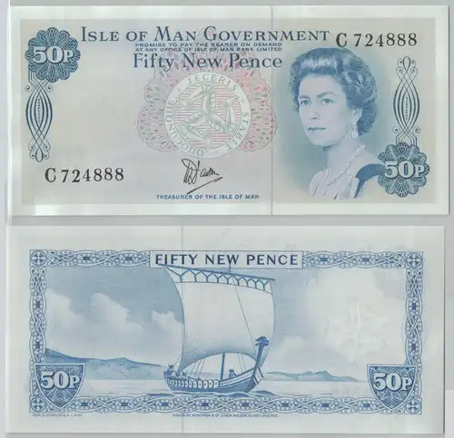 50 New Pence Banknote Isle of Man 1979 kassenfrisch (148604)