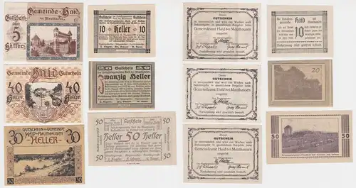 5, 10, 20, 30, 40 und 50 Heller Banknoten Haid bei Mauthausen (142466)