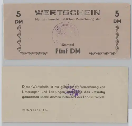 5 Mark Wertschein DDR für LPG Geld LPG Hof Salbitz bei Oschatz 1964 (149439)