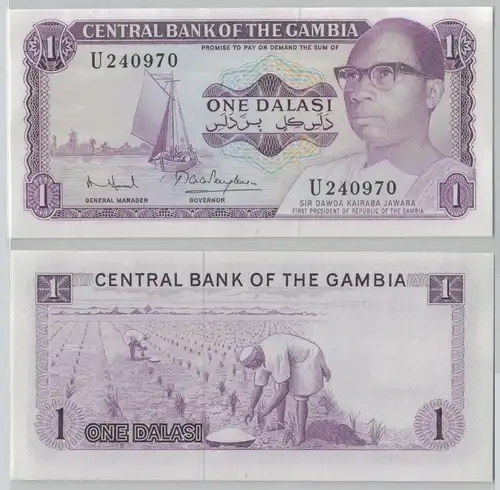 1 Dalasi Banknote Gambia Pick 4f kassenfrisch (148059)