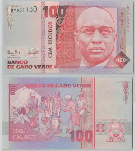 100 Escudos Banknote Kap Verde Cabo Verde 1989 P57 bankfrisch UNC (147338)