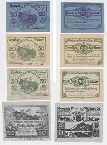 4x 20, 30 und 50 Heller Banknote Klaus 2. Auflage (133370)