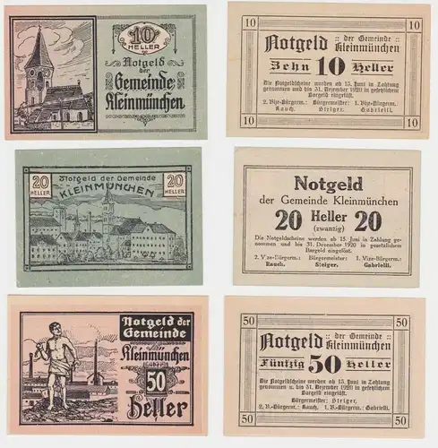 10, 20 und 50 Heller Banknote Kleinmünchen (149479)