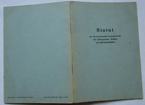 DDR Statut Kleingärtner, Siedler und Kleintierzüchter Stadt Leipzig (124174)
