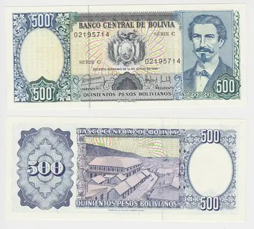 500 Bolivianos Banknote Bolivien Bolivia 1981 P166 bankfrisch UNC (153931)