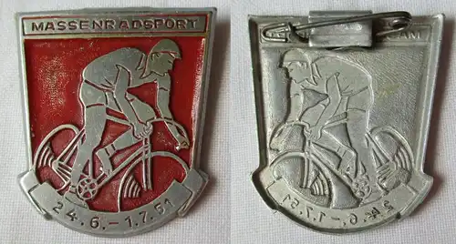 frühes DDR Blech Abzeichen Massenradsport 24.6.-1.7.1951 (135577)