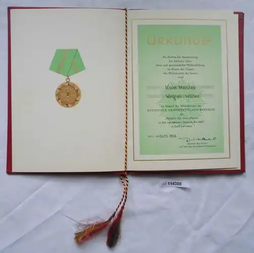 DDR Urkunde Medaille für treue Dienste Ministerium des Innern in Gold (114388)