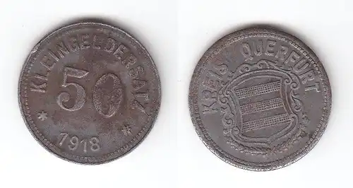 50 Pfennig Eisen Münze Notgeld Kreis Querfurt 1918 (111190)