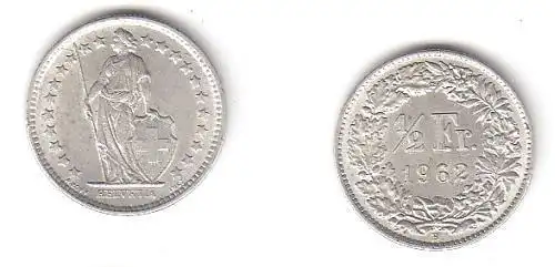 1/2 Franken Silber Münze Schweiz 1962 B (113772)