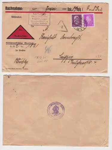 89138 Nachnahme Brief von Hannover nach Leipzig 1931