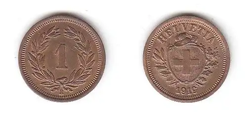 1 Rappen Kupfer Münze Schweiz 1919 B (114585)