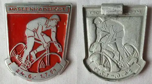 frühes DDR Blech Abzeichen Massenradsport 24.6.-1.7.1951 (134603)