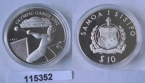 10 Tala Silbermünze Samoa Olympia Barcelona 1992, Hammerwerfer (115352)