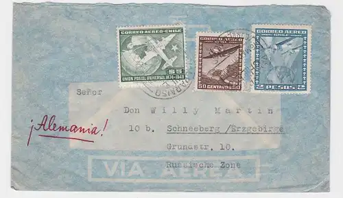 82736 Flugpost Brief Chile nach Schneeberg im Erzgebirge 1950