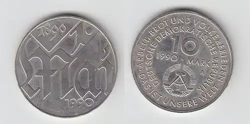 DDR Gedenk Münze 10 Mark 100 Jahre 1.Mai Feiertag 1990 (114110)