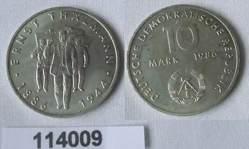 DDR Gedenk Münze 10 Mark Ernst Thälmann 1986 (114009)