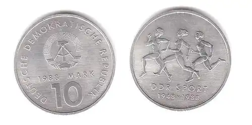 DDR Gedenk Münze 10 Mark 40 Jahre DDR Sport 1988 (105532)