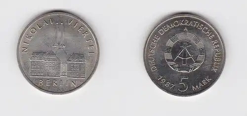 DDR Gedenk Münze 5 Mark Berlin Nikolai Viertel 1987 (122177)