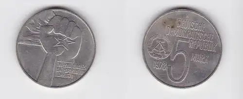 DDR Gedenk Münze 5 Mark internationales Antiapartheidjahr 1978 (126943)