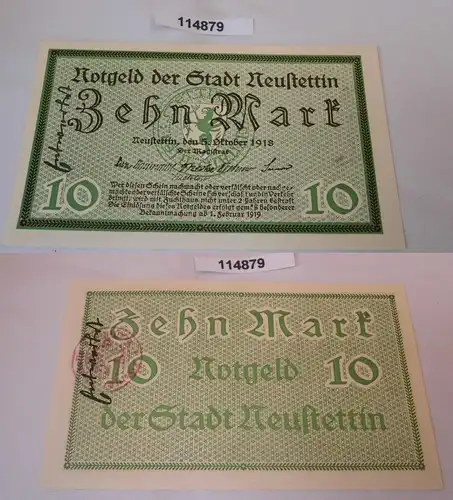 10 Mark Banknote Notgeld Stadt Neustettin 5.Oktober 1918 (114879)