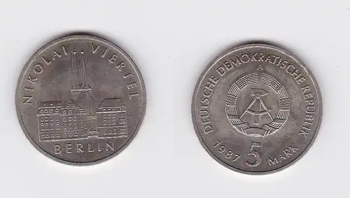 DDR Gedenk Münze 5 Mark Berlin Nikolai Viertel 1987 (119603)