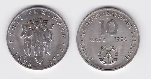 DDR Gedenk Münze 10 Mark Ernst Thälmann 1886-1944, 1986 (121865)