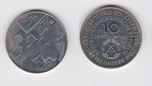 DDR Gedenk Münze 10 Mark 100 Jahre 1.Mai Feiertag 1990 (121519)