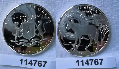 10000 Shillings Silber Münze Republik Somalia 1998 Canis mesomelas (114767)