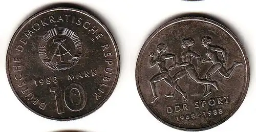 DDR Gedenk Münze 10 Mark 40 Jahre DDR Sport 1988 (113933)