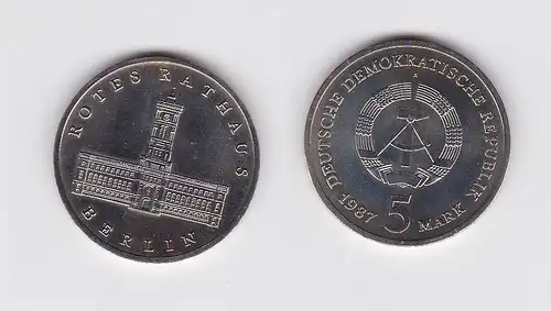 DDR Gedenk Münze 5 Mark Berlin Rotes Rathaus 1987 (121394)