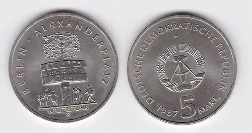 DDR Gedenk Münze 5 Mark 750 Jahre Berlin Alexanderplatz 1987 (122382)