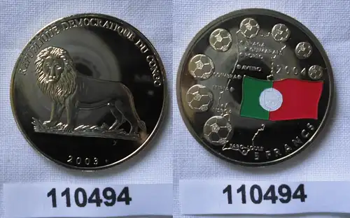 5 Francs Farb Münze demokratische Republik Congo 2003 Fussball Portugal (110494)