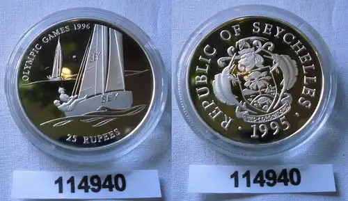 25 Rupien Silber Münze Seychellen Olympiade 1996 Atlanta Segeln 1995 (114940)