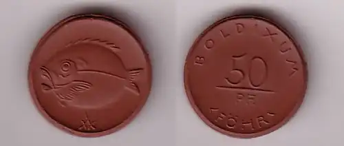 50 Pfennig Porzellan Münze Boldixum (Föhr) ohne Jahr um 1921 (115917)