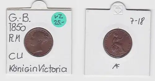 1 Farthing Kupfer Münze Großbritannien 1850 Victoria (133498)