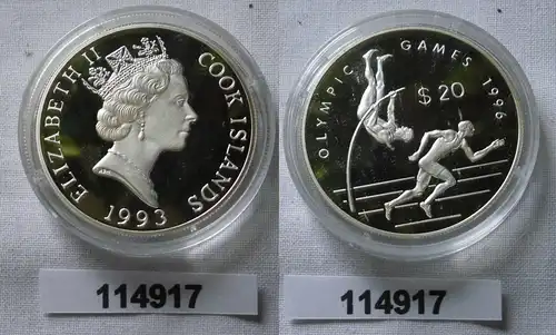 20 Dollar Silber Münze Cook Inseln Olympiade 1996 Atlanta 1993 (114917)