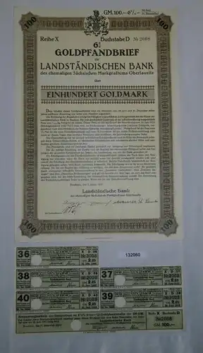 100 Goldmark Pfandbrief Landständige Bank Oberlausitz Bautzen 2.1.1927 (131722)