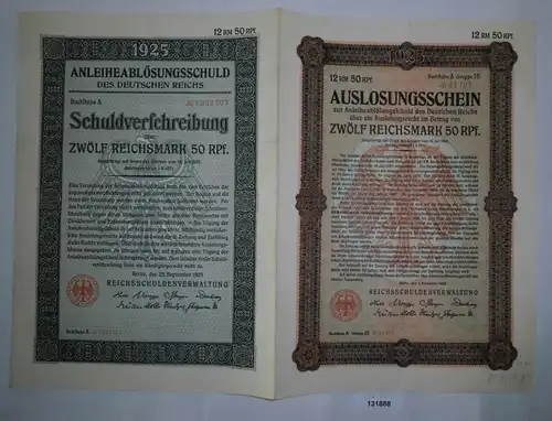 12,50 Mark Aktie Reichsschuldenverwaltung Berlin 25.September 1925 (131888)