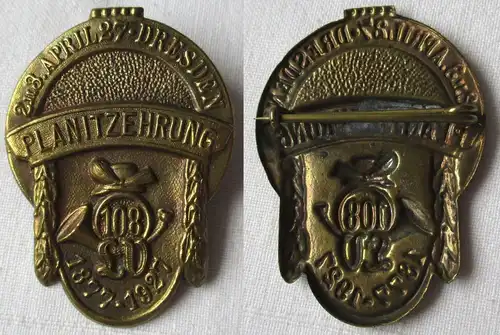 rares Abzeichen Planitzehrung ehemaliger 108er Jäger Dresden 1877-1927 (102571)