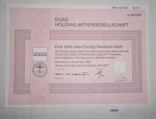 50 Mark Aktie DOAG Holding AG Hamburg September 1987 (128537)